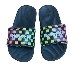 Hurley Bane-V Checks Slides Sandals waterproof athletic Size 13 Girl/Boy